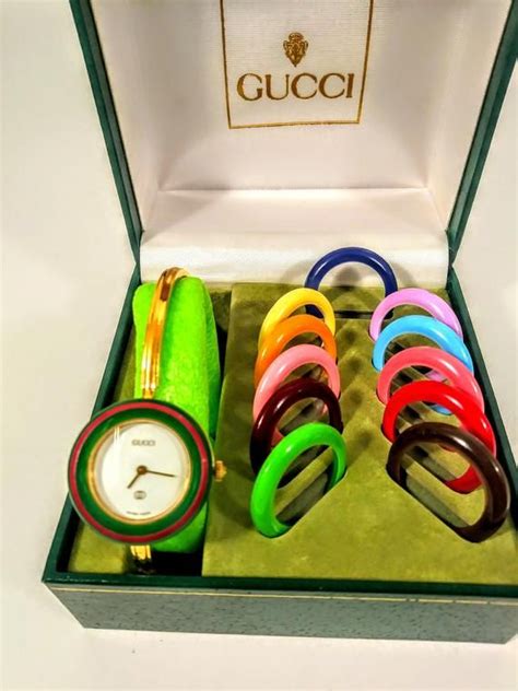 reloj gucci vintage intercambiable|gucci interchangeable bezel set.